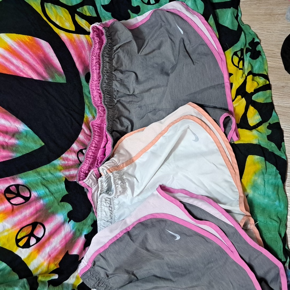 3 Nike Dri-Fit Running Shorts Bundle, Grey/Pink, White/Peach Size M